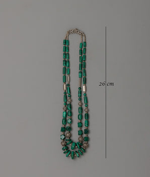 Gemstone and White Metal Combined Necklace | Multi-Layer Boho Style Necklace