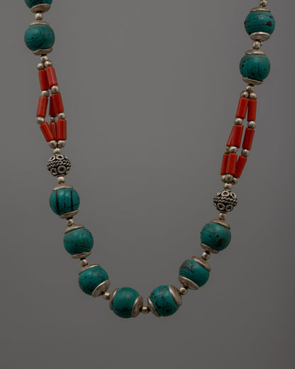 Beaded Necklace Turquoise and Coral | Jewelry for Style and Spirituality