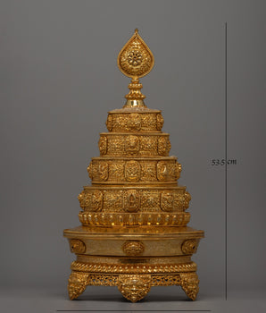 Gold-plated Stupa With a Copper Made | Spiritual Artifact, Sacred Meditation Symbol