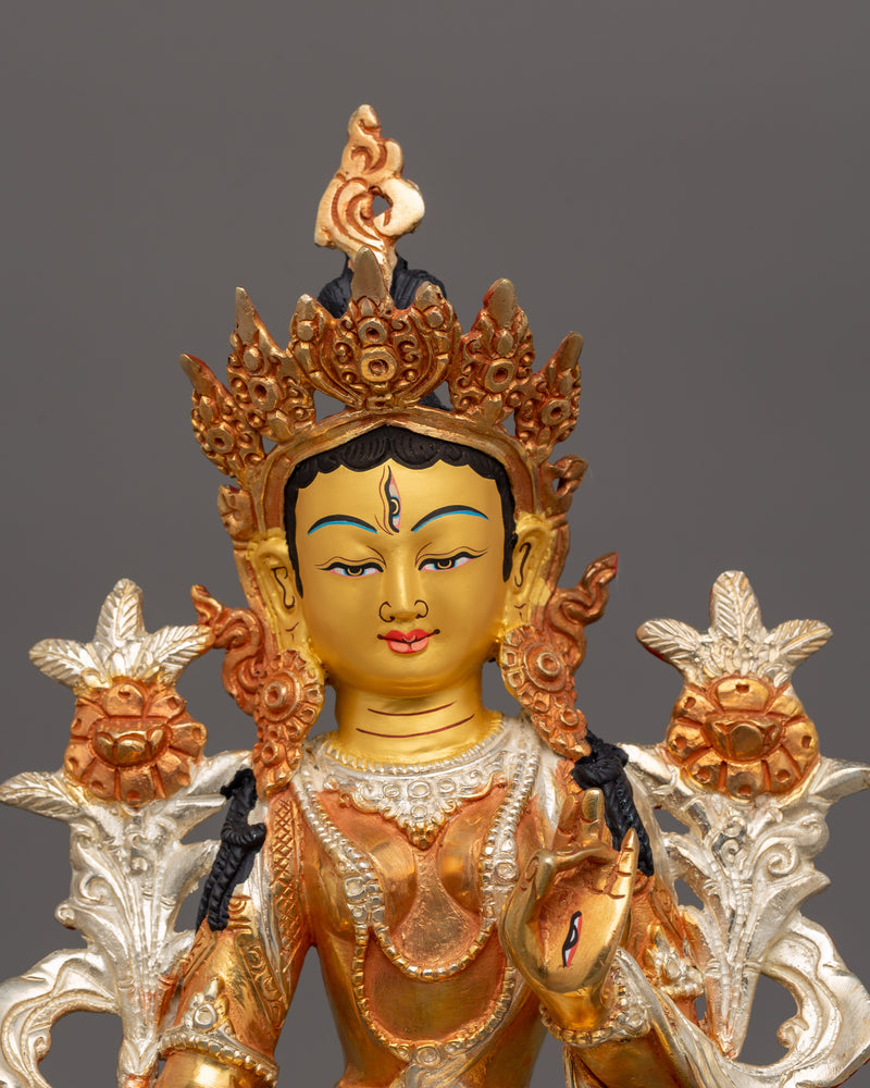 Handmade White Tara Goddess Statue | Tibetan Healing and Longevity Deity