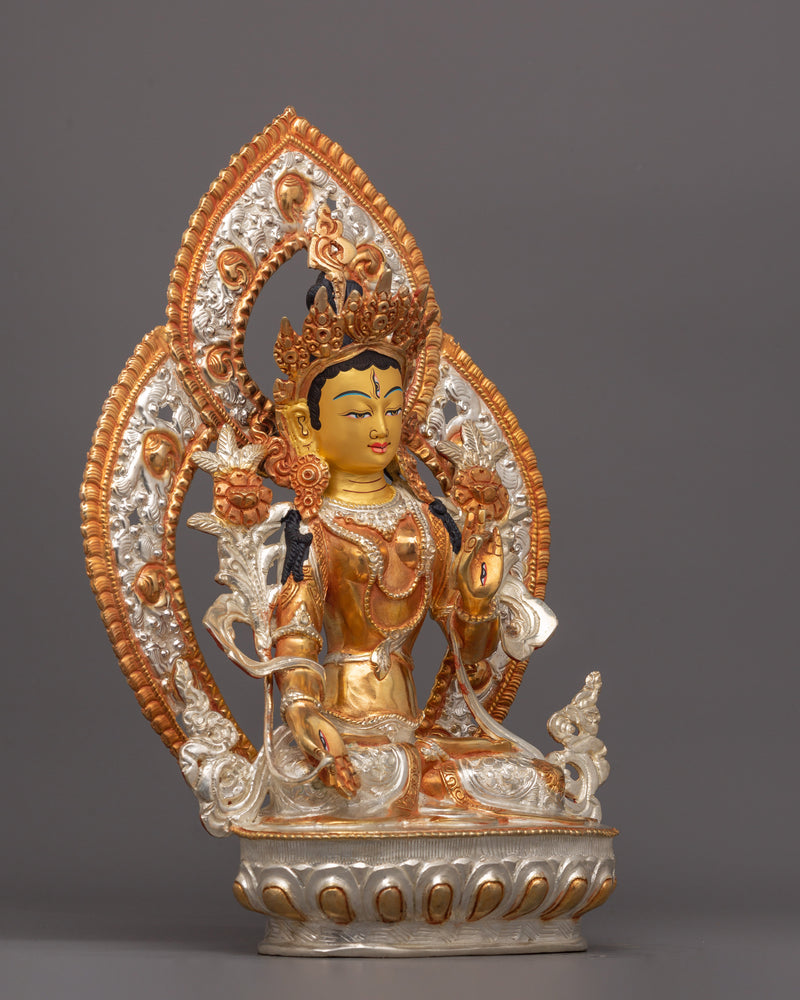 Handmade White Tara Goddess Statue | Tibetan Healing and Longevity Deity