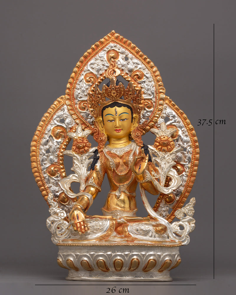 Handmade White Tara Goddess Statue | Tibetan Healing and Longevity Deity