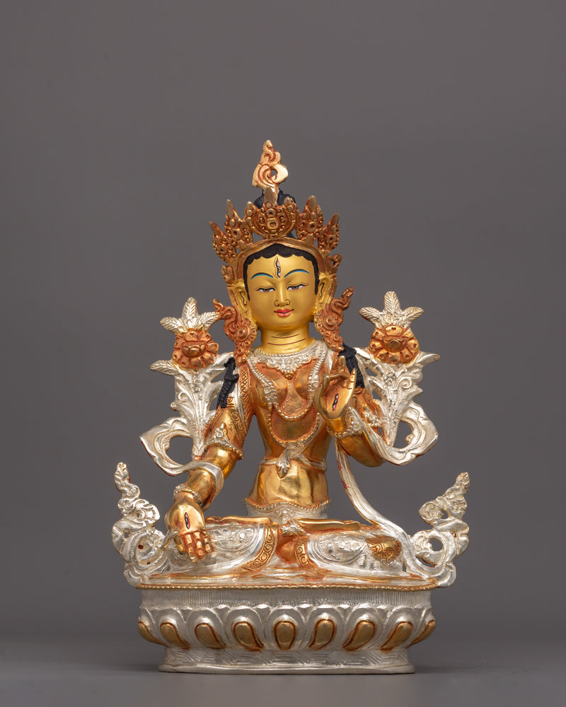 Handmade White Tara Goddess Statue | Tibetan Healing and Longevity Deity