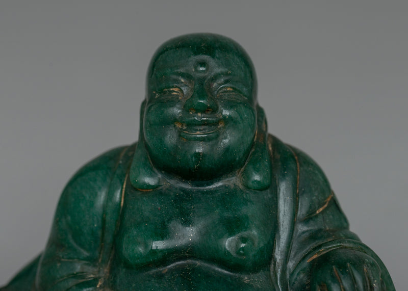 Jade Laughing Buddha Statue | Hand-Carved Original Jade Stone Art Work