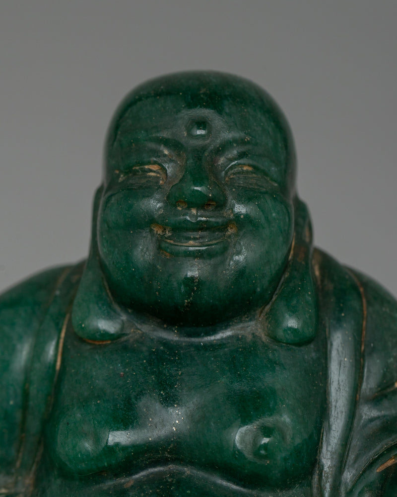 Jade Laughing Buddha Statue | Hand-Carved Original Jade Stone Art Work