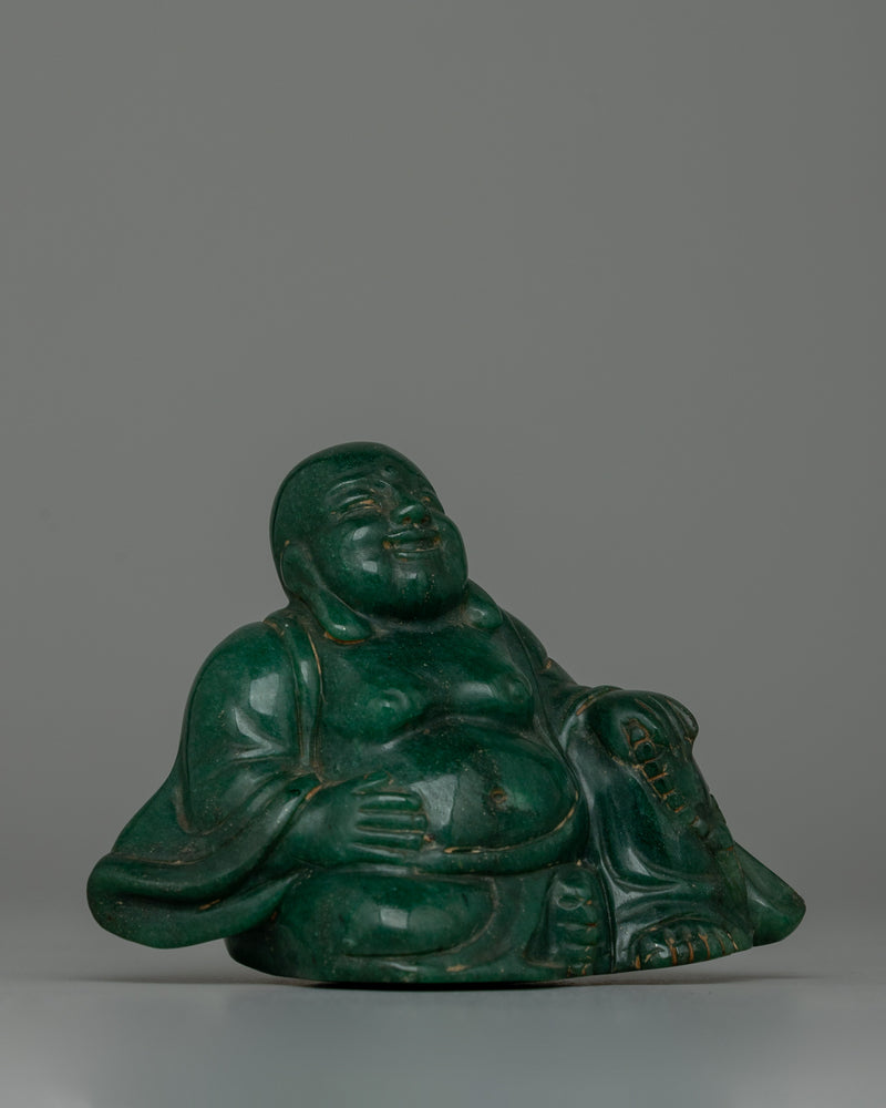 Jade Laughing Buddha Statue | Hand-Carved Original Jade Stone Art Work