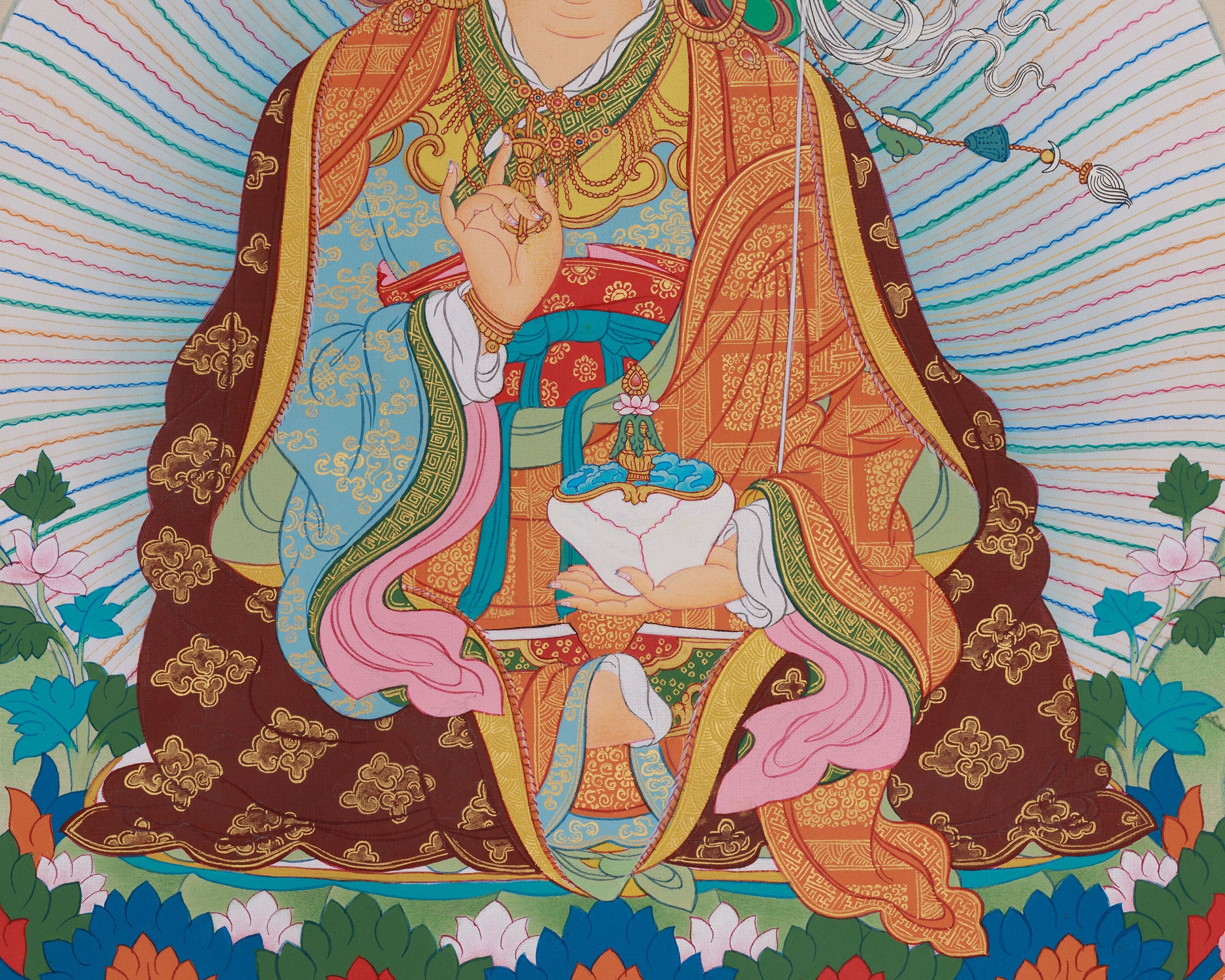 Guru Padmasambhava Art | Tibetan Buddhist Thangka Painting for Vajrayana Altar