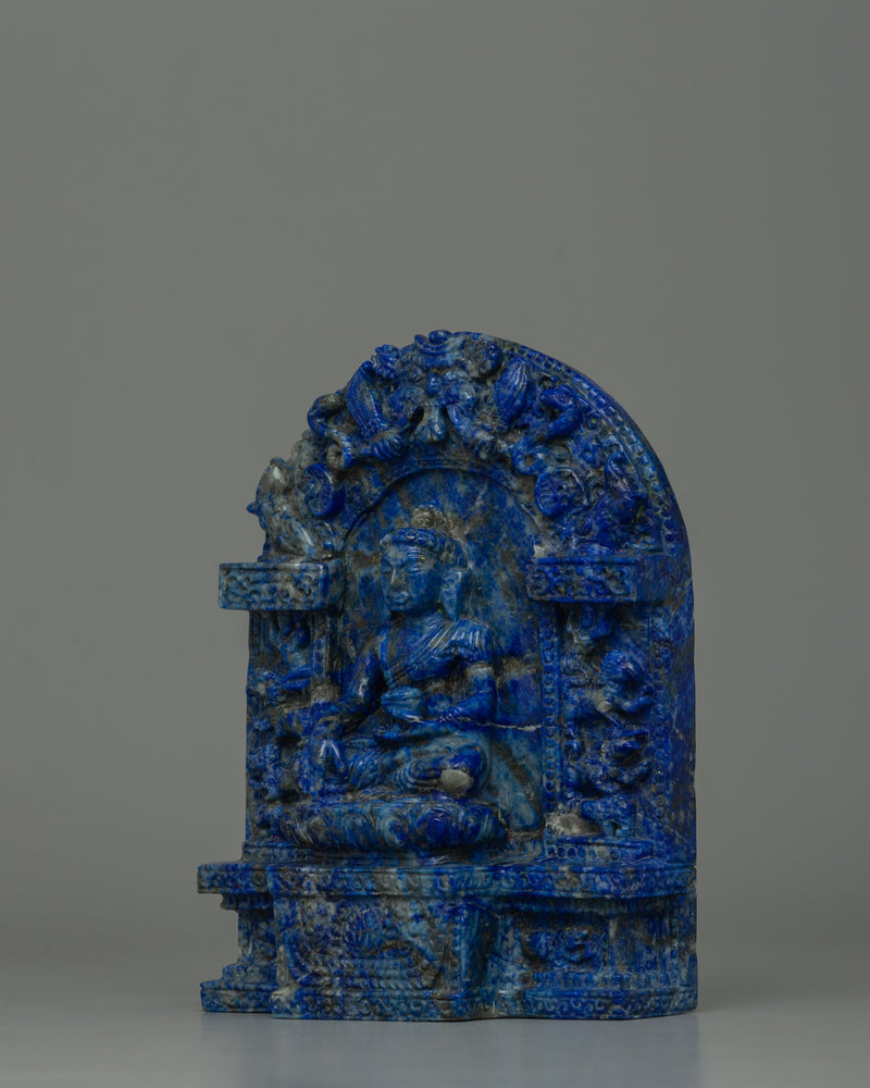 Lapis Lazuli Buddha Shakyamuni Statue | Exquisite Detail and Original Gemstone