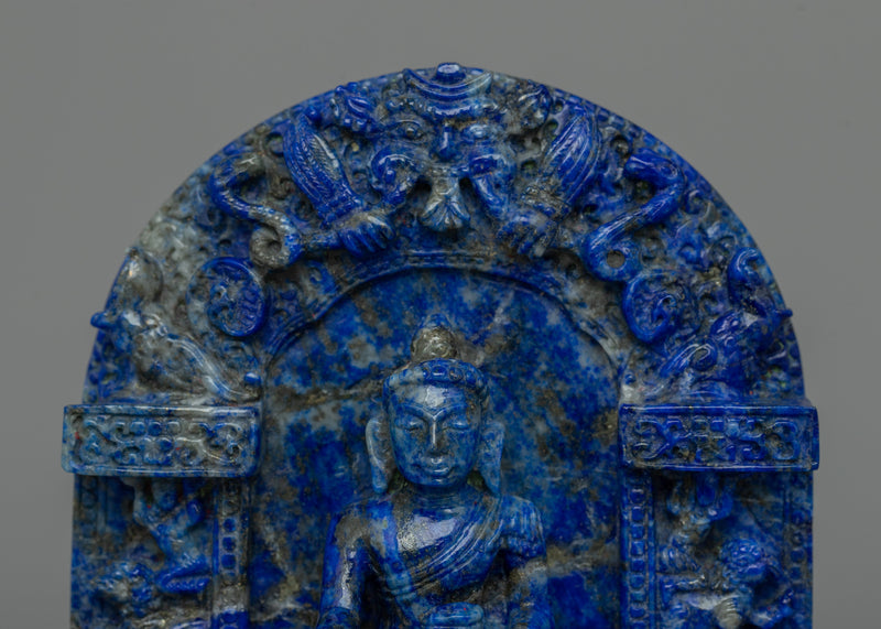 Lapis Lazuli Buddha Shakyamuni Statue | Exquisite Detail and Original Gemstone