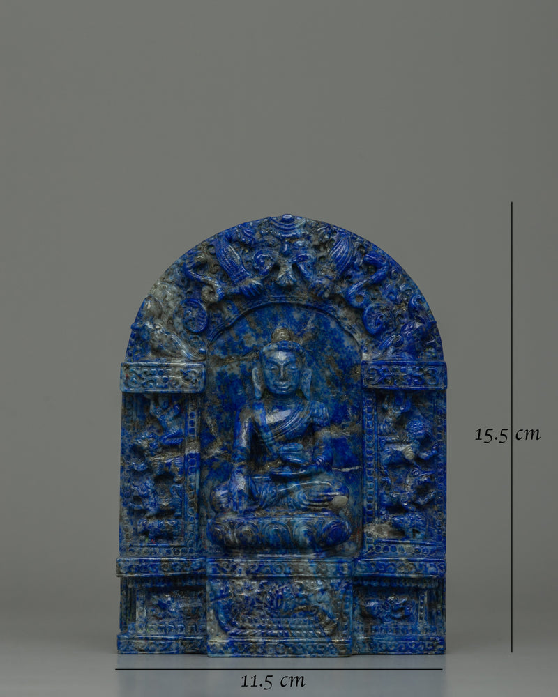 Lapis Lazuli Buddha Shakyamuni Statue | Exquisite Detail and Original Gemstone