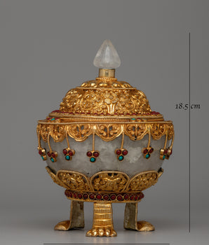 Three-Side Stand Rice Pot | Semi-Precious Stones and Gold Finish