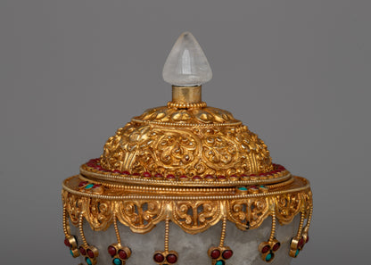 Three-Side Stand Rice Pot | Semi-Precious Stones and Gold Finish