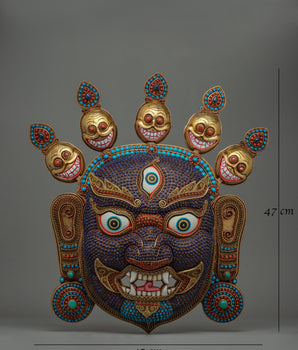 Wrathful Dharmapala Bhairav Mask | Handcrafted Tibetan Deity