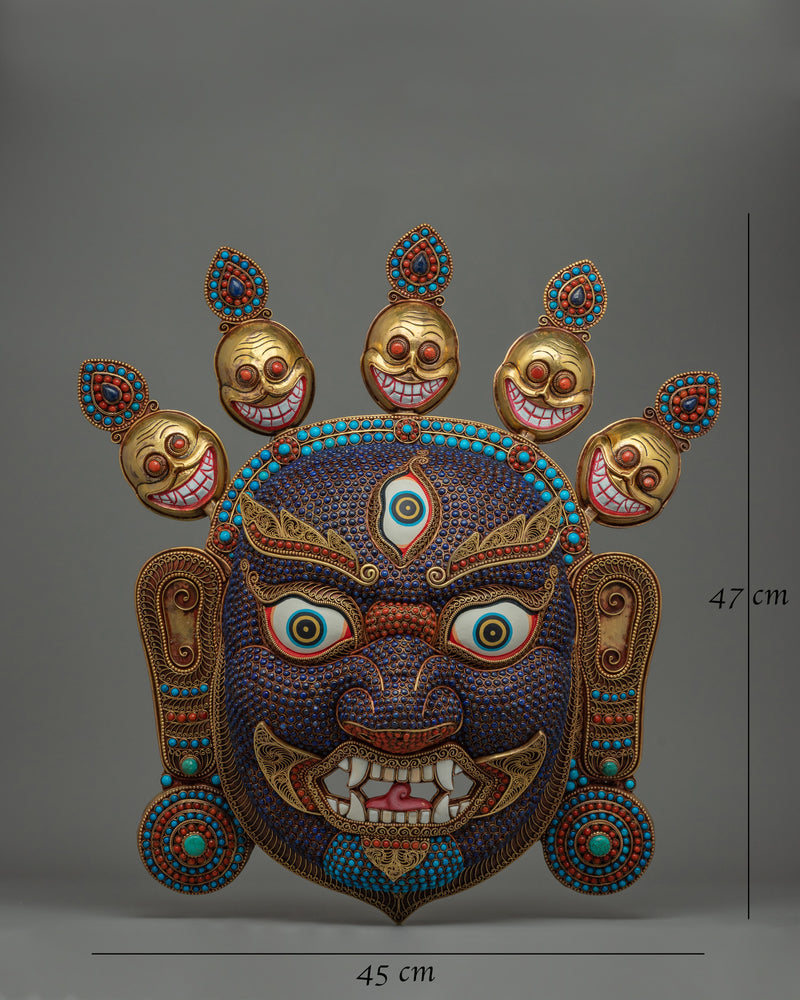 Wrathful Dharmapala Bhairav Mask | Handcrafted Tibetan Deity