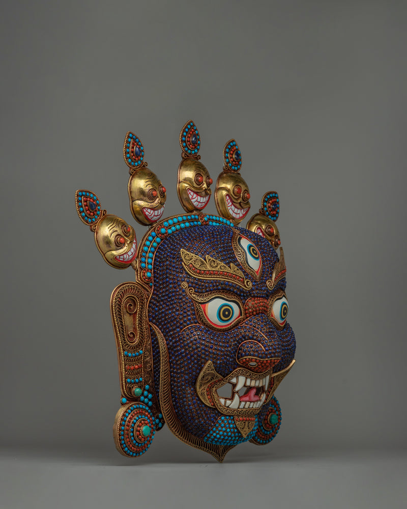 Wrathful Dharmapala Bhairav Mask | Handcrafted Tibetan Deity