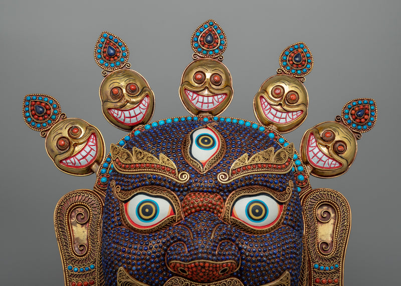 Wrathful Dharmapala Bhairav Mask | Handcrafted Tibetan Deity