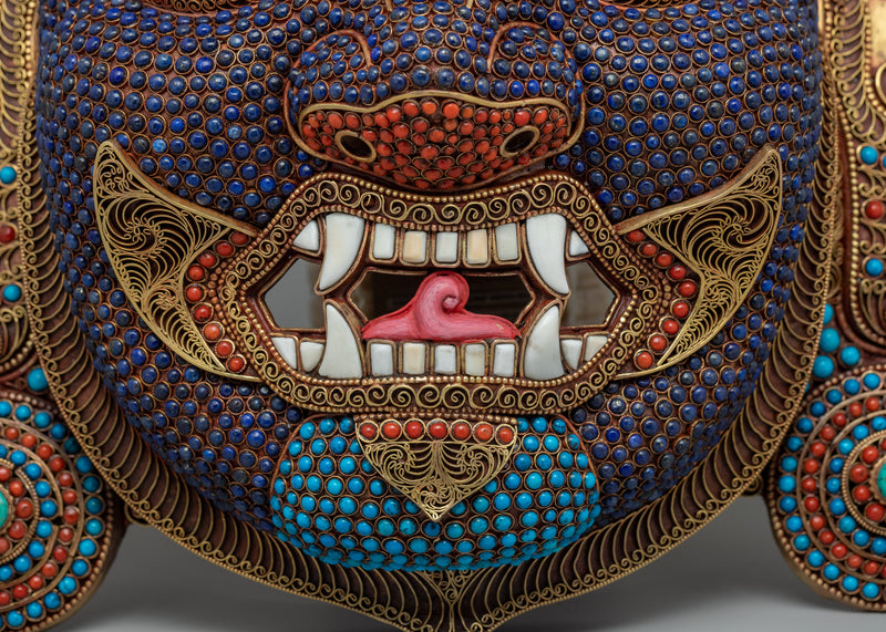 Wrathful Dharmapala Bhairav Mask | Handcrafted Tibetan Deity