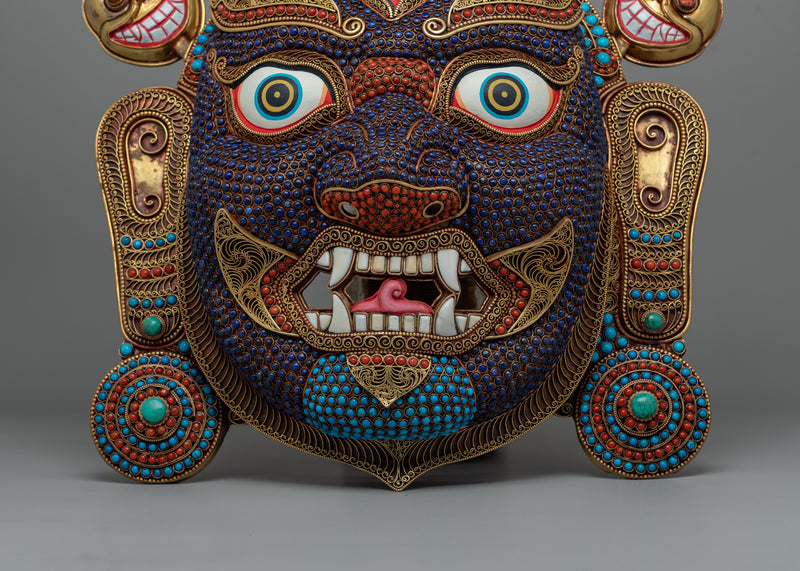 Wrathful Dharmapala Bhairav Mask | Handcrafted Tibetan Deity