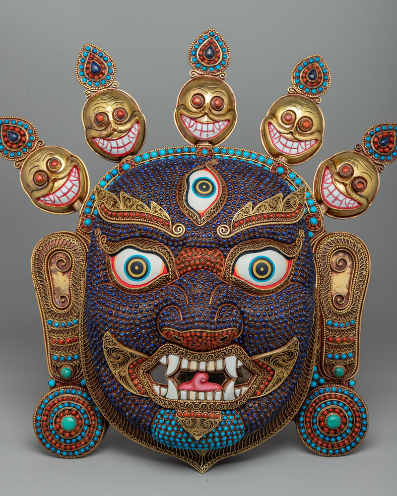 Wrathful Dharmapala Bhairav Mask | Handcrafted Tibetan Deity