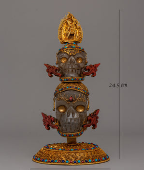 Handcrafted Buddhist Skull Head Statue | Perfect for Spiritual Home Decor