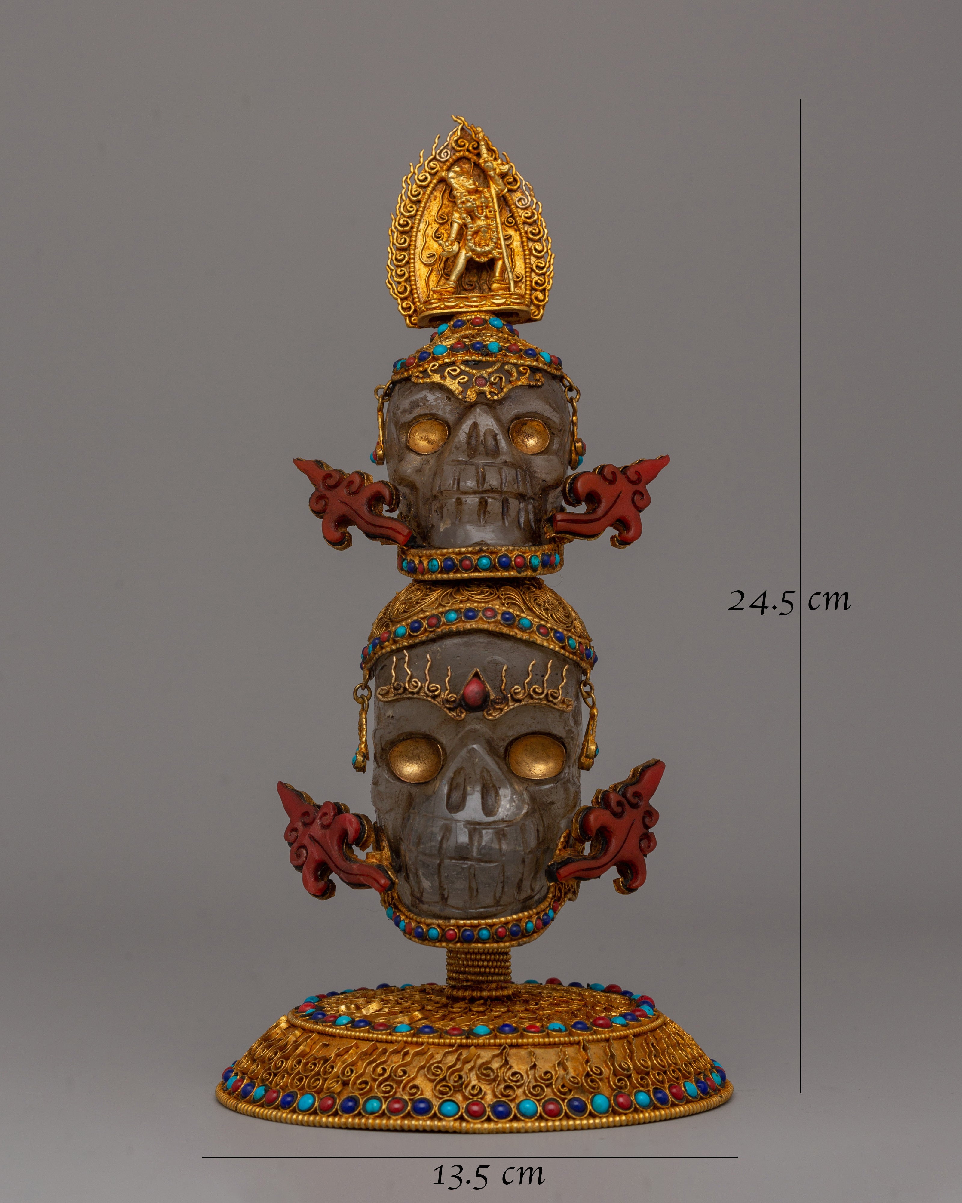 Handcrafted Buddhist Skull Head Statue | Perfect for Spiritual Home Decor