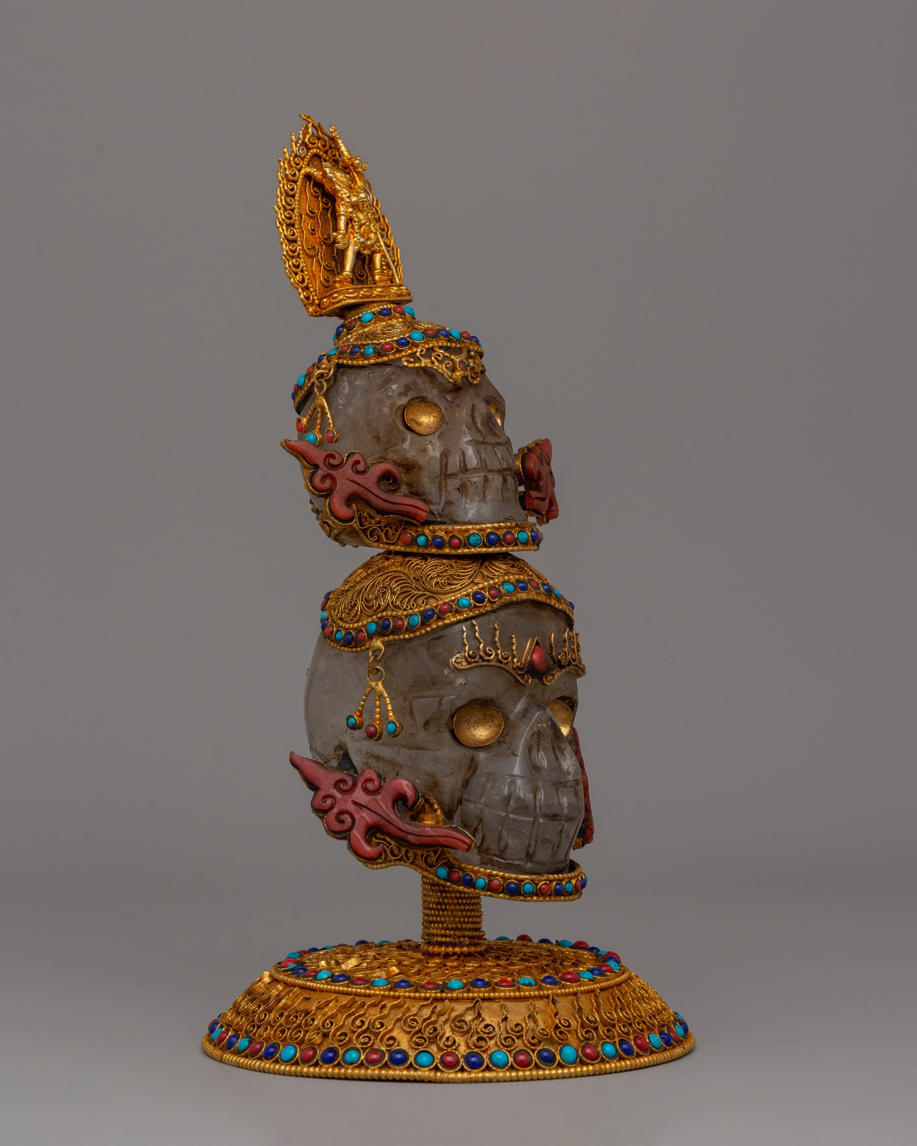 Handcrafted Buddhist Skull Head Statue | Perfect for Spiritual Home Decor