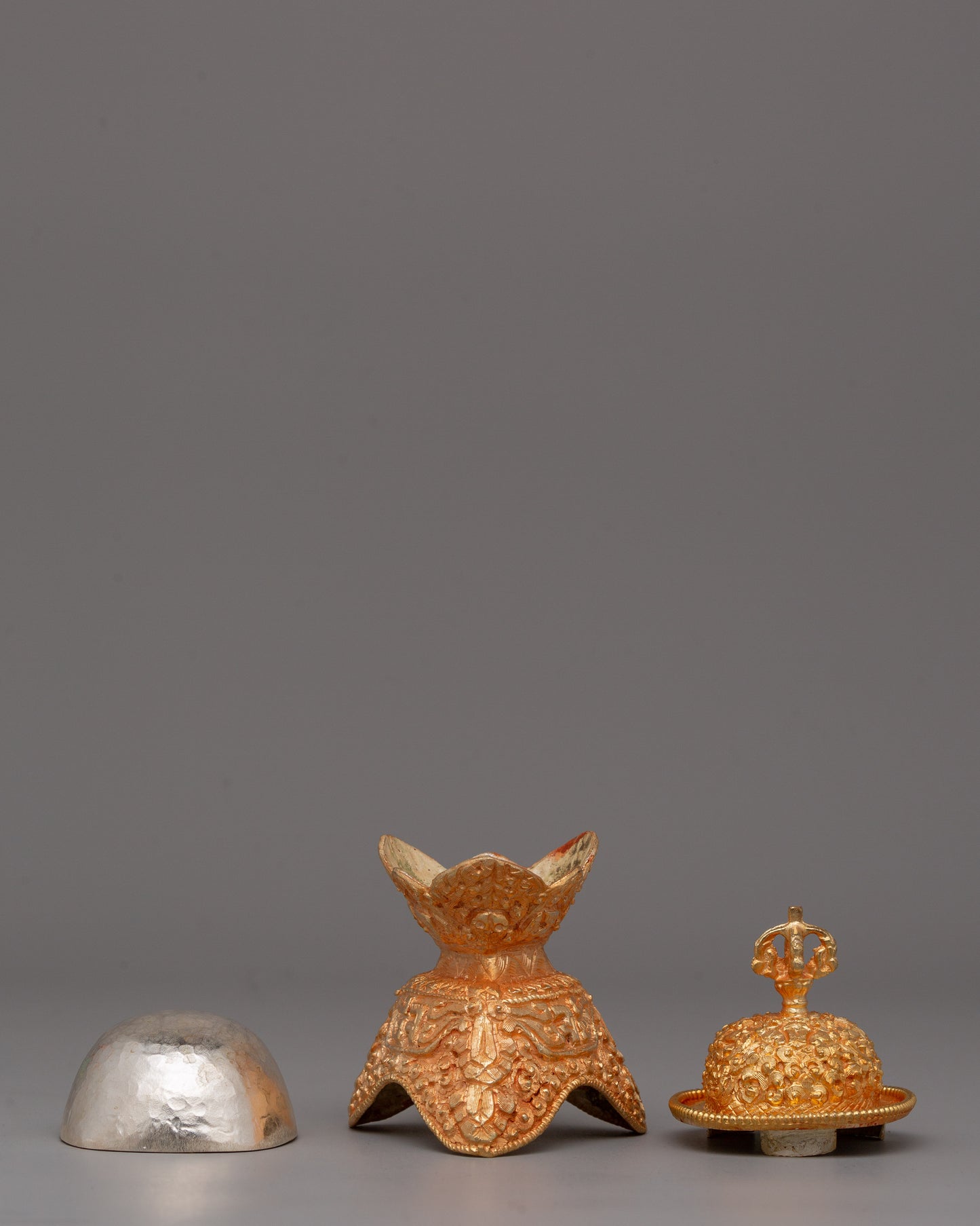 Gold Silver Plated Copper Kapala Set | Pair of Spiritual Artifacts