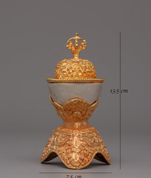 Gold Silver Plated Copper Kapala Set | Pair of Spiritual Artifacts