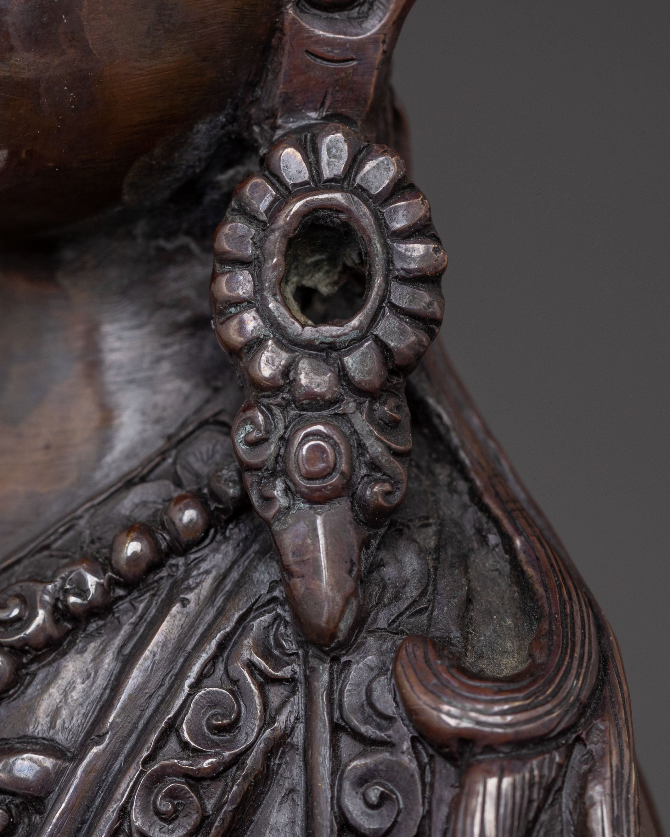 Guru Rinpoche Handcrafted Sacred Statue – Oxidized Copper