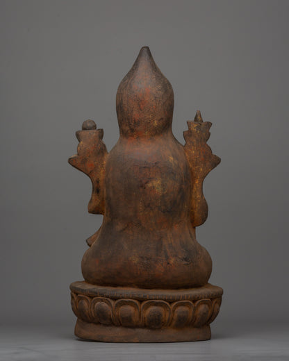 Bodhi Wooden Tsongkhapa Statue | Tibetan Buddhist Handcrafted Artwork