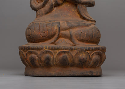 Bodhi Wooden Tsongkhapa Statue | Tibetan Buddhist Handcrafted Artwork