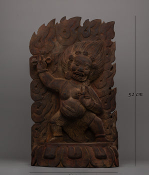 Bodhi Wooden Vajrapani Statue | Handcrafted Tibetan Protector Deity Statue