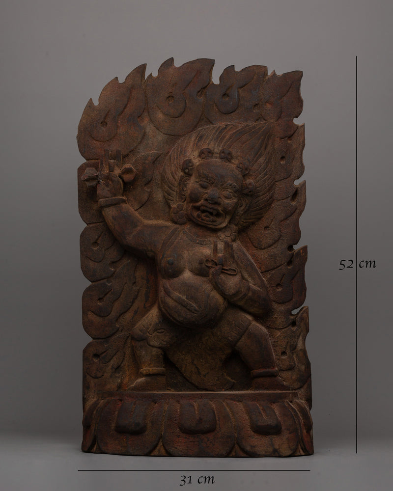 Bodhi Wooden Vajrapani Statue | Handcrafted Tibetan Protector Deity Statue