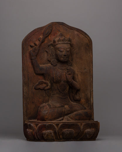 Hand-Carved Manjusri Bodhi Wooden Bodhisattva Statue