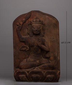 Hand-Carved Manjusri Bodhi Wooden Bodhisattva Statue