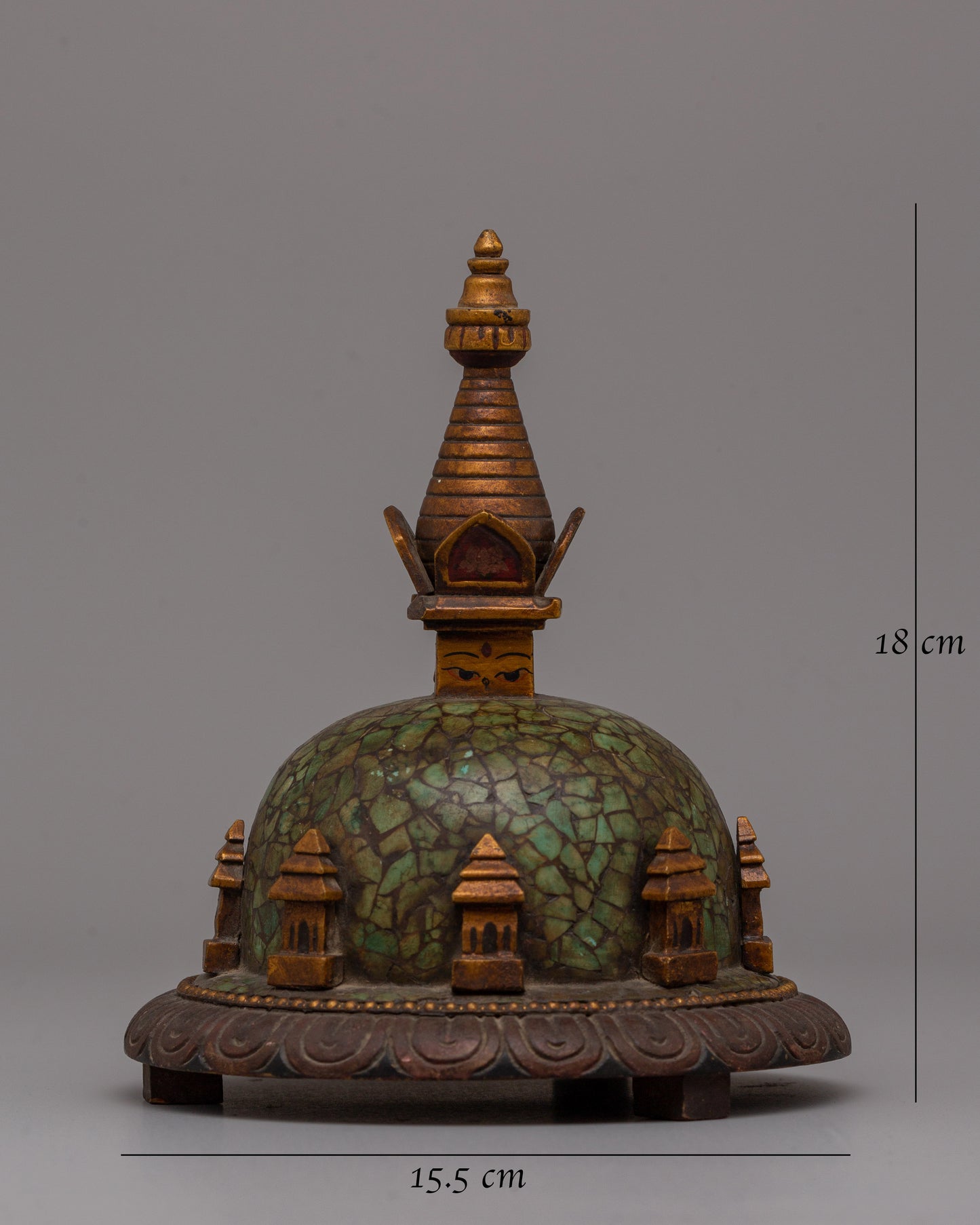 Boudhanath Stupa Statue | Wooden Body with Imitation Stone Inlay