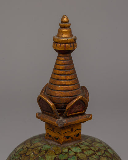 Boudhanath Stupa Statue | Wooden Body with Imitation Stone Inlay