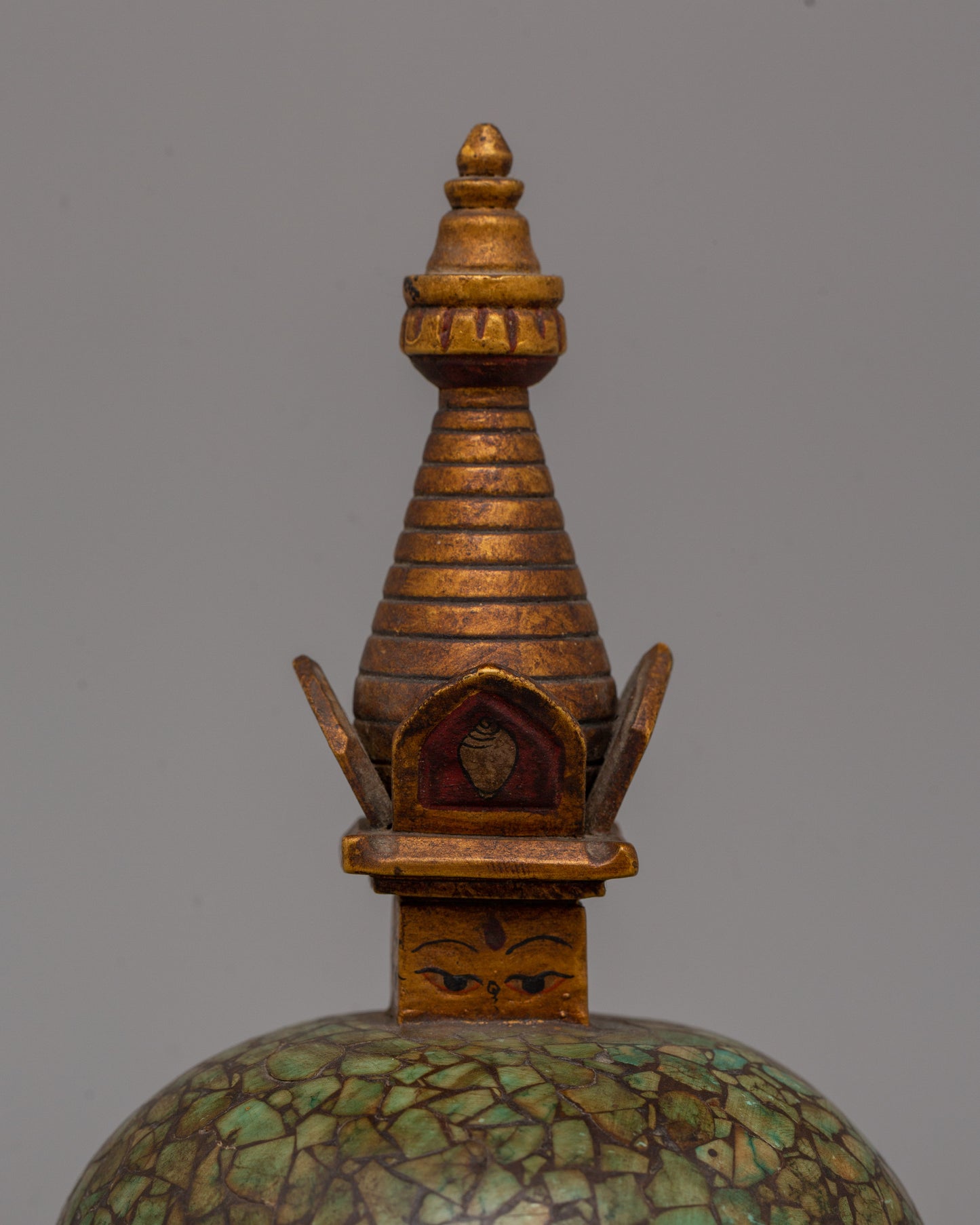 Boudhanath Stupa Statue | Wooden Body with Imitation Stone Inlay