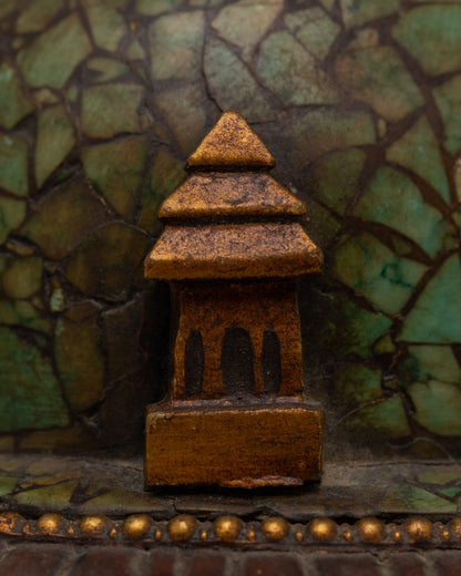 Boudhanath Stupa Statue | Wooden Body with Imitation Stone Inlay