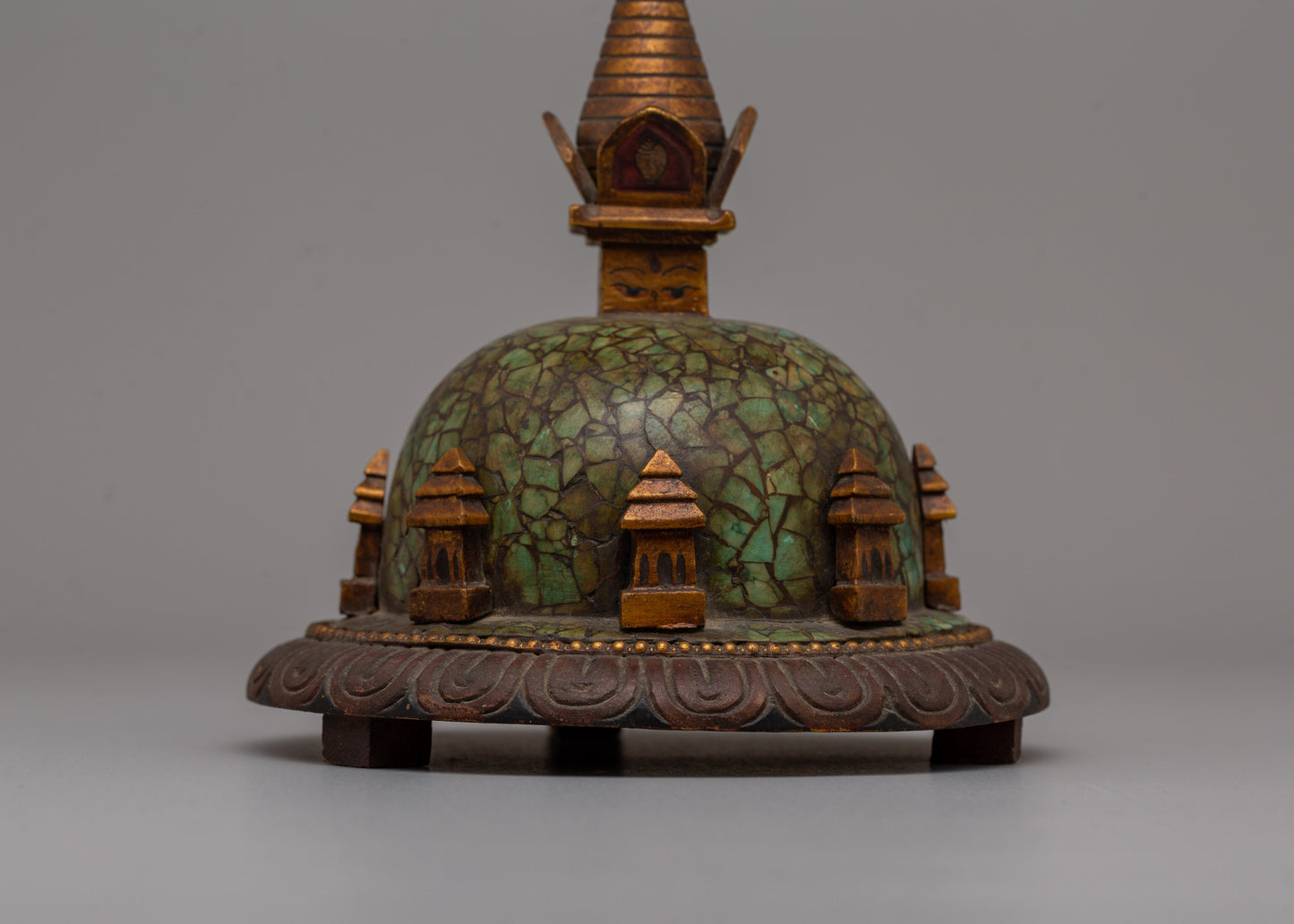 Boudhanath Stupa Statue | Wooden Body with Imitation Stone Inlay