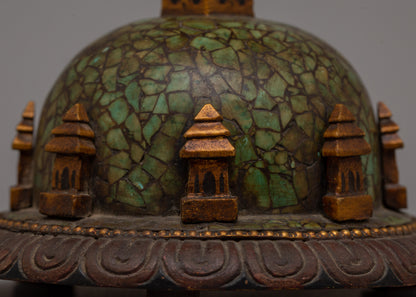 Boudhanath Stupa Statue | Wooden Body with Imitation Stone Inlay