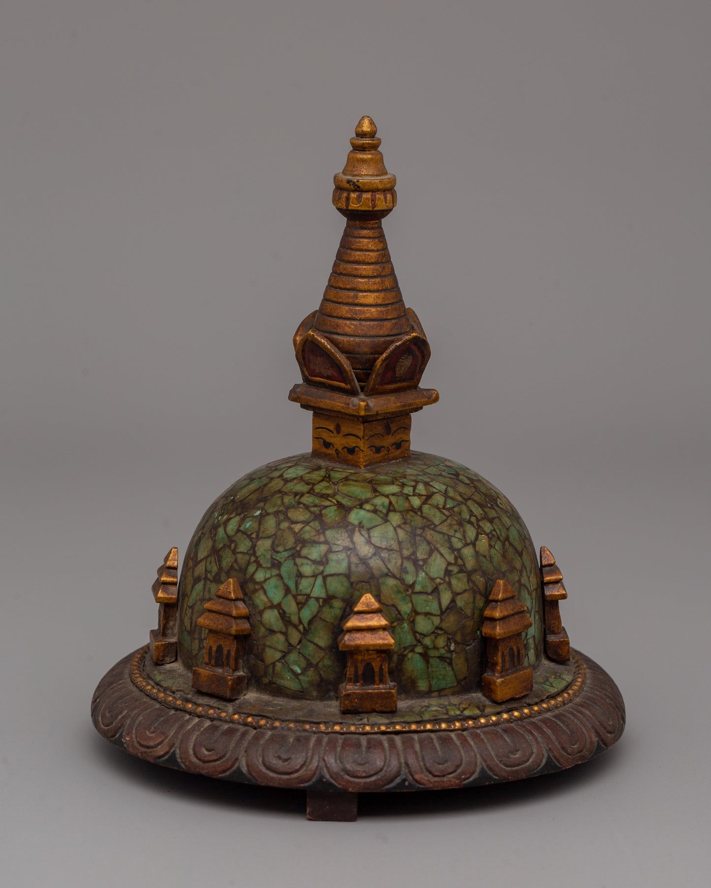 Boudhanath Stupa Statue | Wooden Body with Imitation Stone Inlay