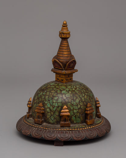 Boudhanath Stupa Statue | Wooden Body with Imitation Stone Inlay