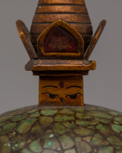 Boudhanath Stupa Statue | Wooden Body with Imitation Stone Inlay