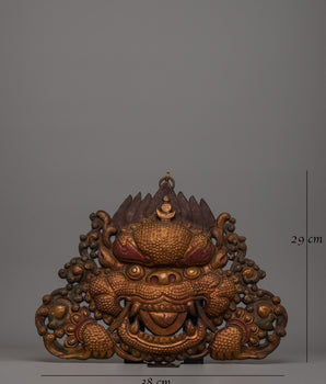 Gold-Plated Kirtimukha Mask | Copper Wall Decor