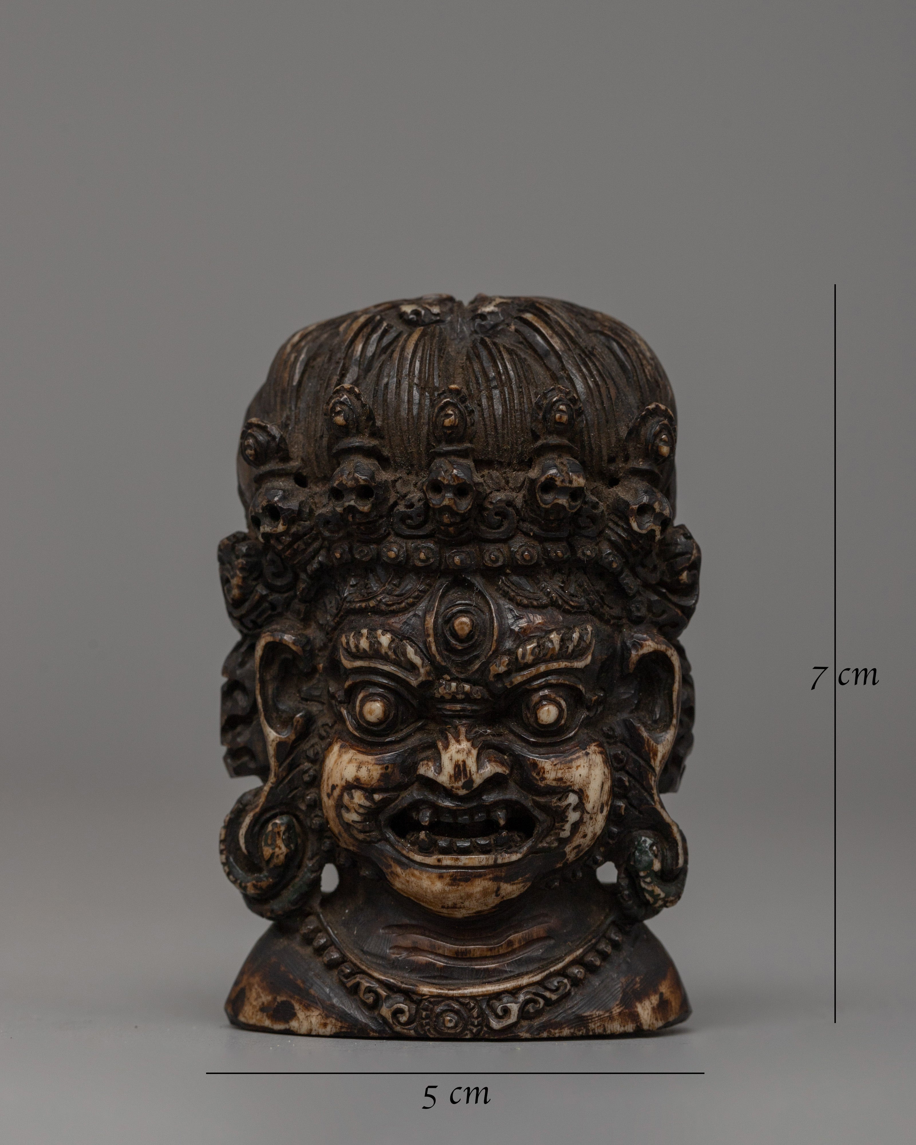 Bhairava Head Carving | Handcrafted Buffalo Bone Sculpture