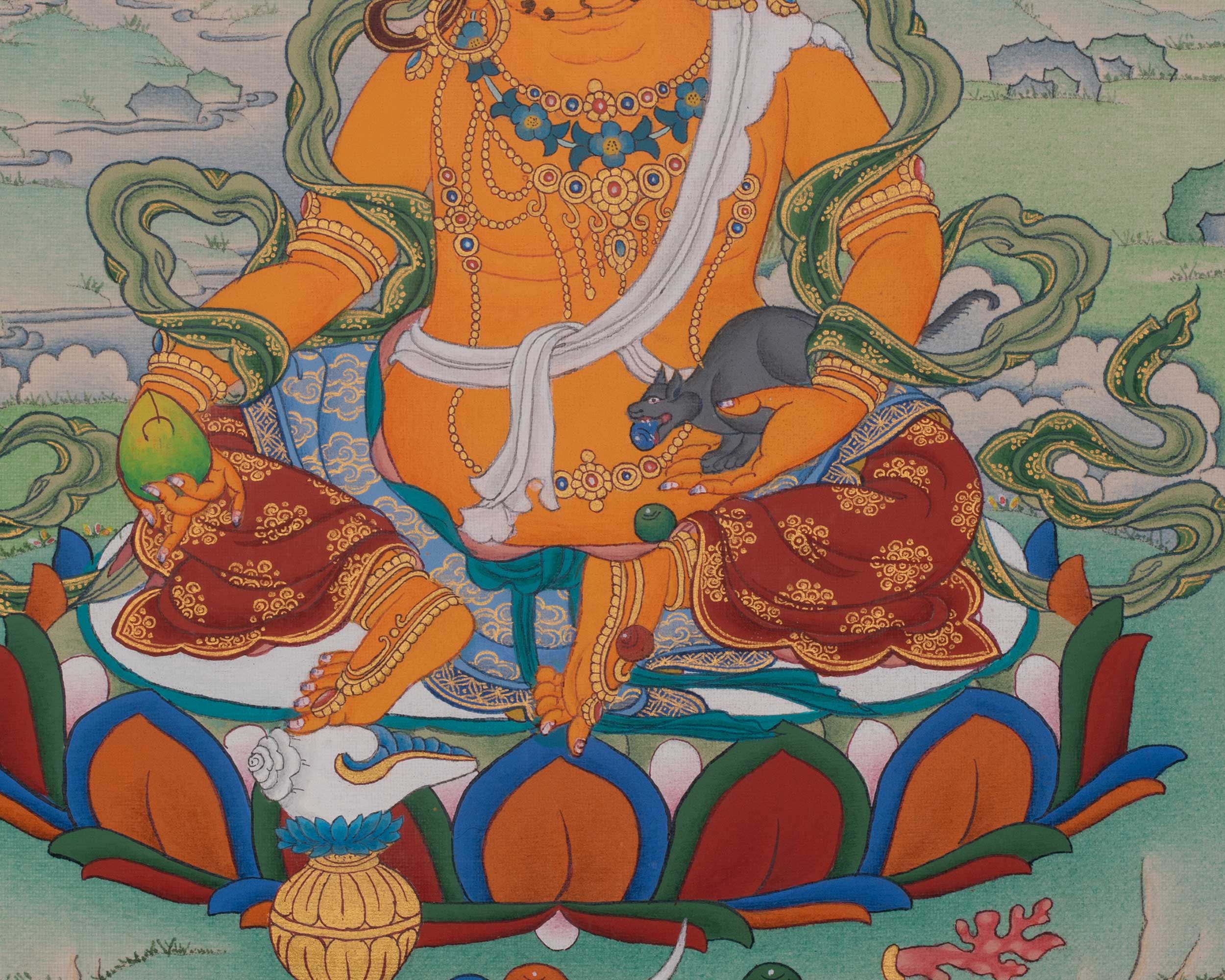 Dzambhala Prosperity Art | Wealth Deity | Traditional Thangka