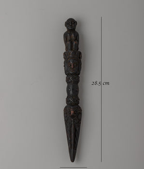 Hand-Carved Wooden Dorje Phurba | Sacred Energy Symbol