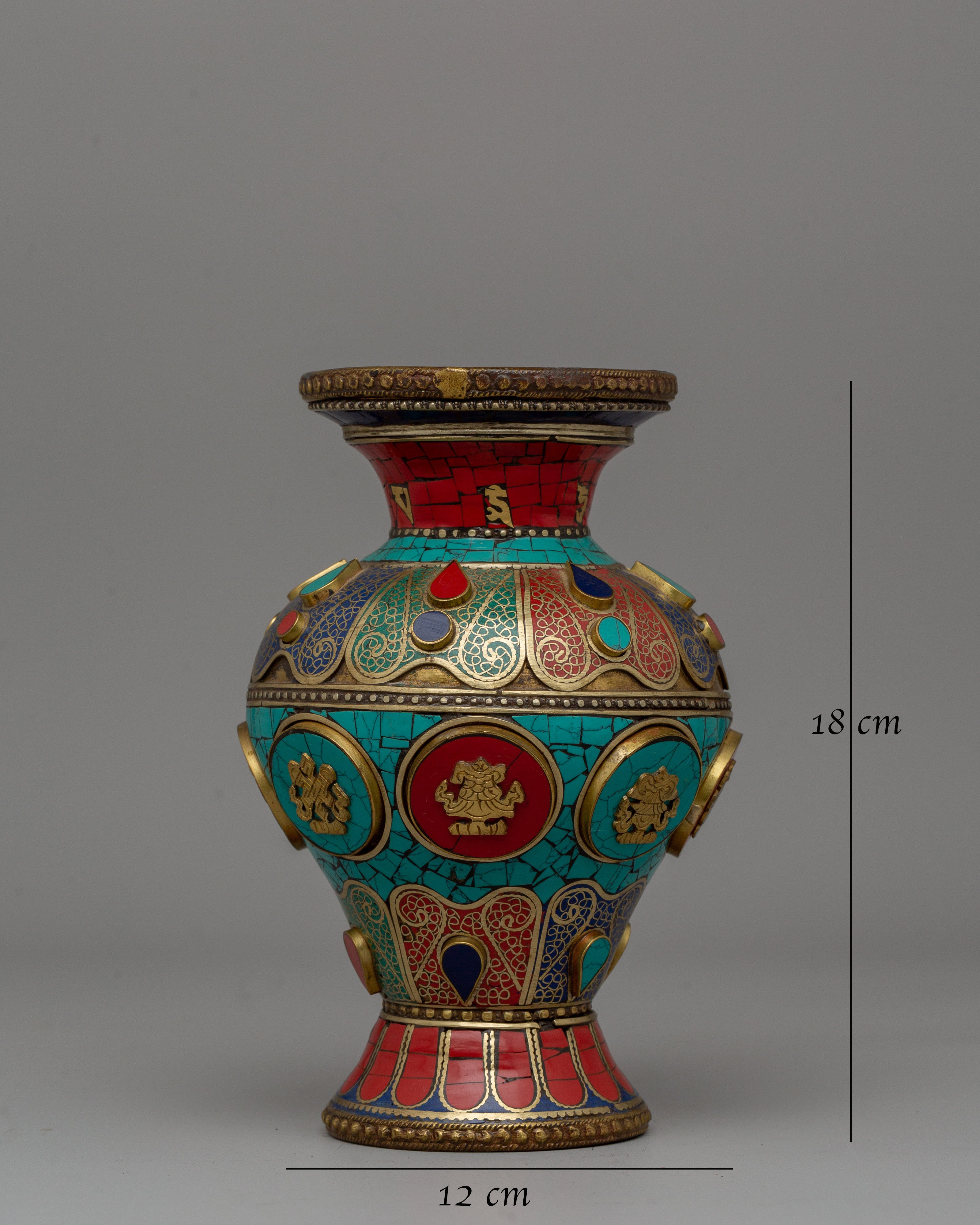 Tibetan Brass Flower Vase | Perfect for Floral Arrangements and Sacred Spaces