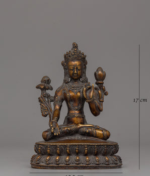 Handmade White Tara Goddess Statue | Copper Sculpture For Spiritual Home Decor